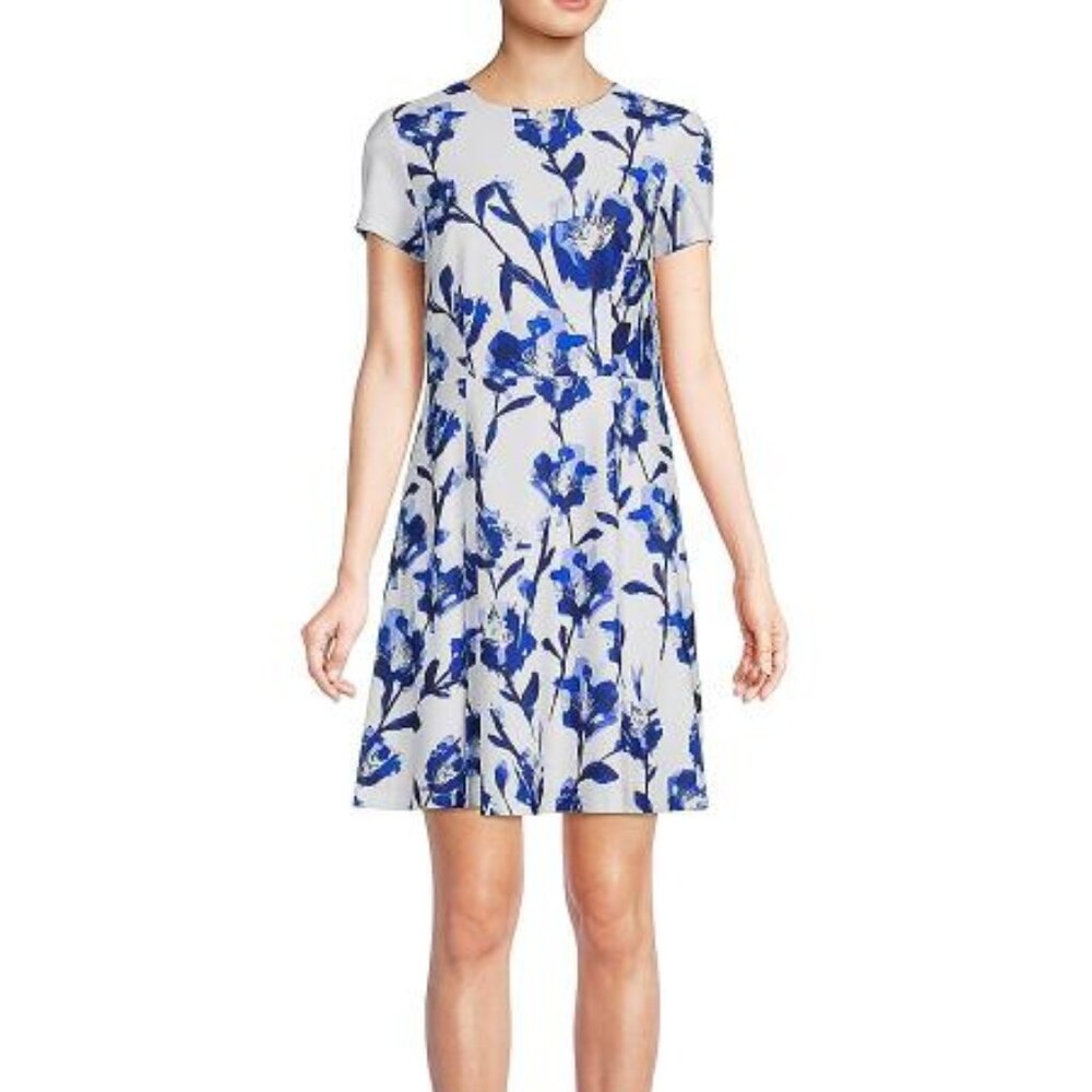 Eliza J Women's Floral Fit & Flare Dress - Blue - New With Tags Size 12